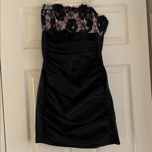 Jessica McClintock Black and Pink Strapless Dress